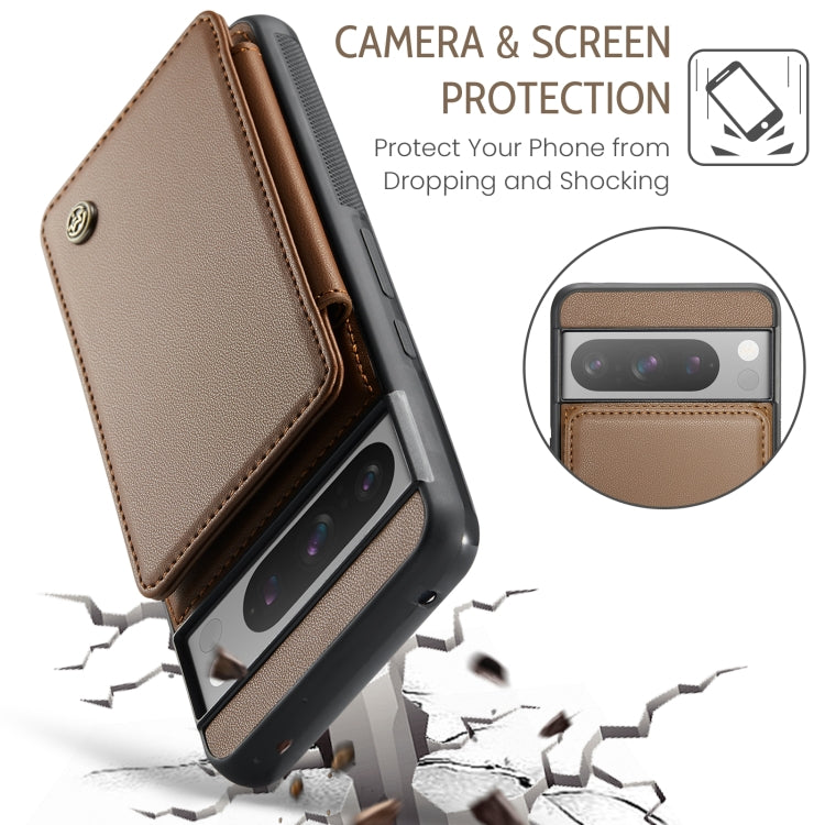 For Google Pixel 8 Pro CaseMe C22 Card Slots Holder RFID Anti-theft Phone Case(Brown) - Google Cases by CaseMe | Online Shopping UK | buy2fix