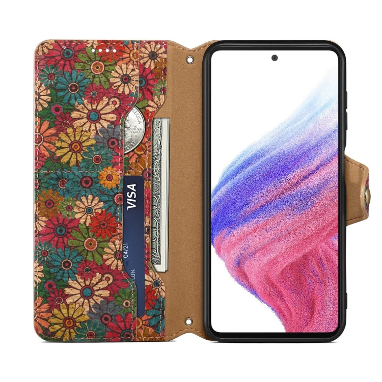 For Samsung Galaxy S24+ 5G Denior Flower Language Series Cork Fabric Oil Edge Leather Phone Case(Spring) - Galaxy S24+ 5G Cases by Denior | Online Shopping UK | buy2fix