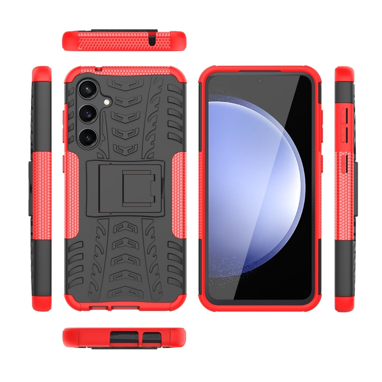 For Samsung Galaxy S23 FE 5G Tire Texture TPU + PC Phone Case with Holder(Red) - Galaxy S23 FE 5G Cases by buy2fix | Online Shopping UK | buy2fix