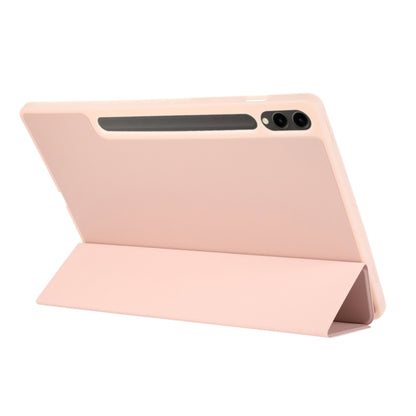 For Samsung Galaxy Tab S9 FE+ 3-Fold Pure Color TPU Leather Tablet Case with Pen Slot(Pink) - Galaxy Tab S9 FE+ by buy2fix | Online Shopping UK | buy2fix