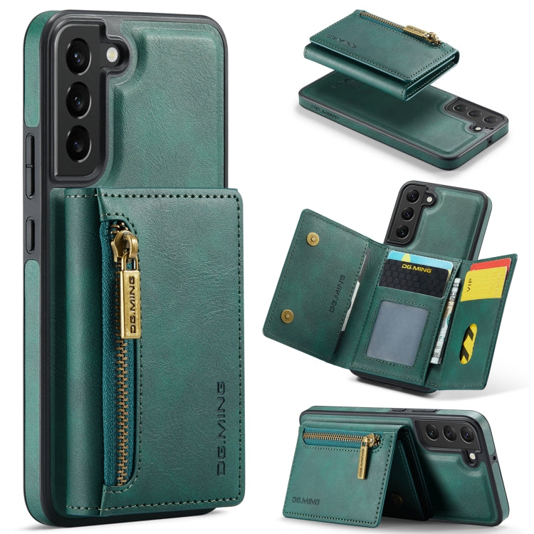 For Samsung Galaxy S22 DG.MING M5 Series Zip RFID Multi Card Detachable Leather Phone Case(Green) - Galaxy S22 5G Cases by DG.MING | Online Shopping UK | buy2fix