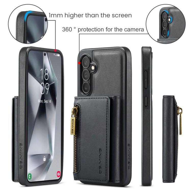 For Samsung Galaxy S24 5G DG.MING M5 Series Zip RFID Multi Card Detachable Leather Phone Case(Black) - Galaxy S24 5G Cases by DG.MING | Online Shopping UK | buy2fix