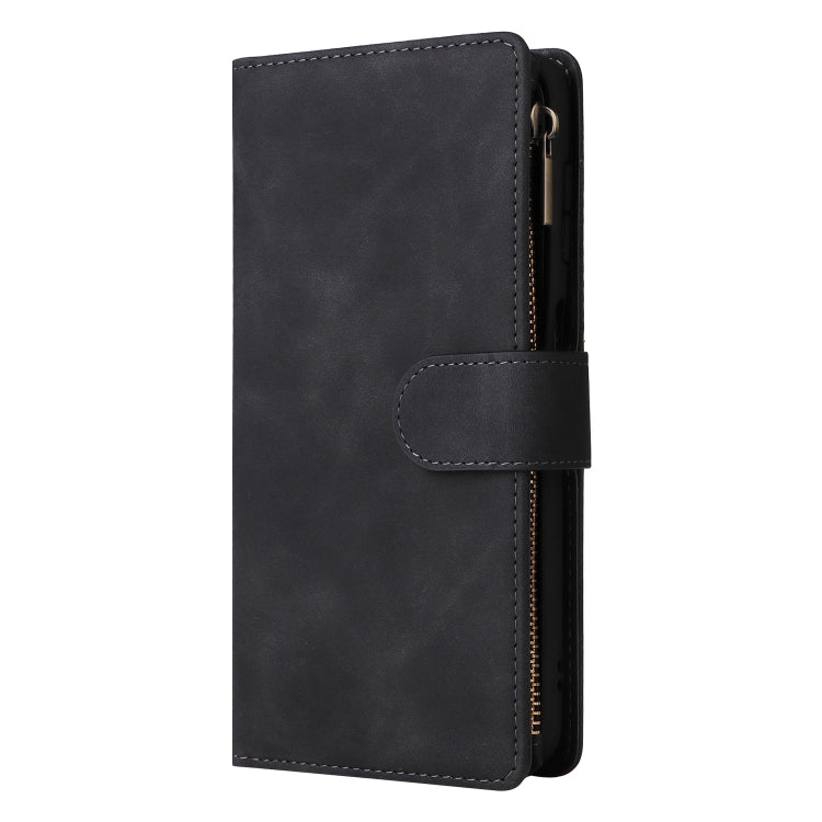 For Samsung Galaxy S24 5G Multifunctional Frosted Zipper Wallet Leather Phone Case(Black) - Galaxy S24 5G Cases by buy2fix | Online Shopping UK | buy2fix