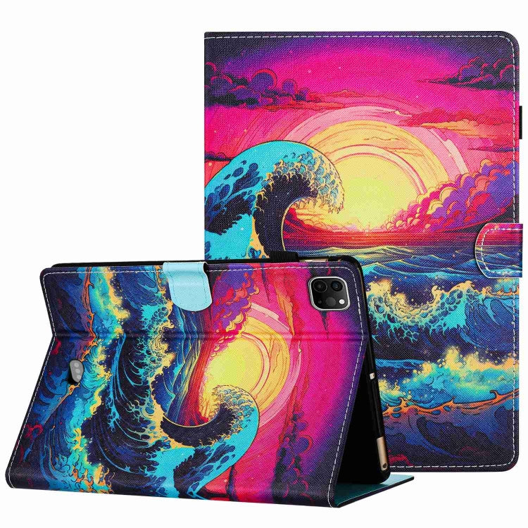 For iPad 11 Pro 2024 / 2020 / Air 4 10.9 Painted Pattern Stitching Smart Leather Tablet Case(Waves) - iPad Air (2022) / (2020) 10.9 Cases by buy2fix | Online Shopping UK | buy2fix