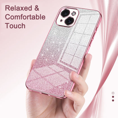 For iPhone 16 Pro Gradient Glitter Powder Electroplated Phone Case(Transparent) - iPhone 16 Pro Cases by buy2fix | Online Shopping UK | buy2fix