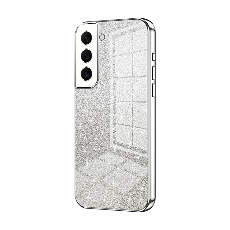 For Samsung Galaxy S22 5G Gradient Glitter Powder Electroplated Phone Case(Silver) - Galaxy S22 5G Cases by buy2fix | Online Shopping UK | buy2fix