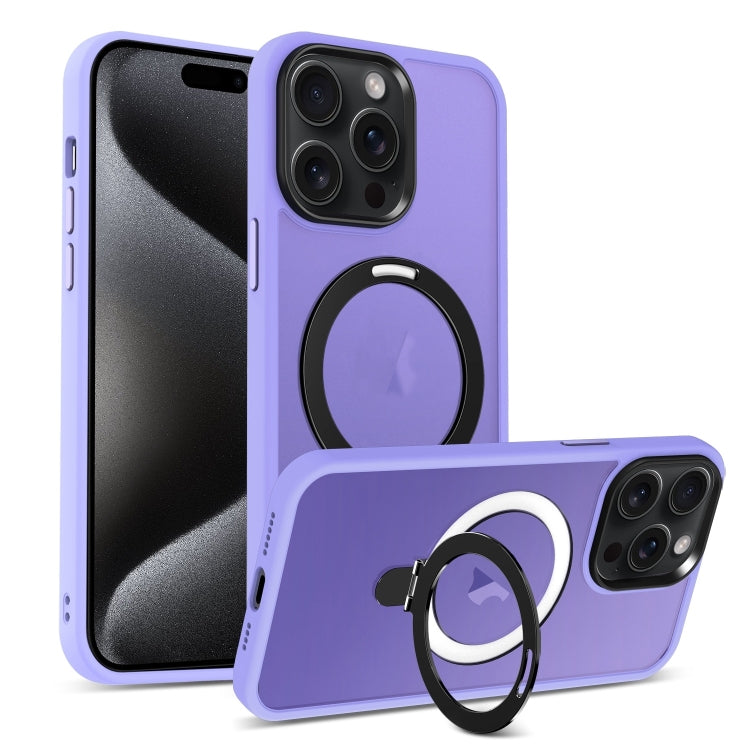 For iPhone 16 Pro Skin-feel MagSafe Holder PC Hybrid TPU Phone Case(Purple) - iPhone 16 Pro Cases by buy2fix | Online Shopping UK | buy2fix