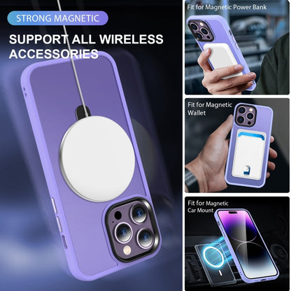 For iPhone 16 Pro Skin-feel MagSafe Holder PC Hybrid TPU Phone Case(Purple) - iPhone 16 Pro Cases by buy2fix | Online Shopping UK | buy2fix