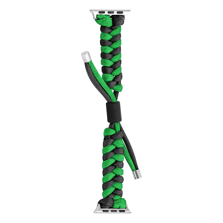 For Apple Watch Ultra 2 49mm Paracord Fishtail Braided Silicone Bead Watch Band(Black Green) - Watch Bands by buy2fix | Online Shopping UK | buy2fix