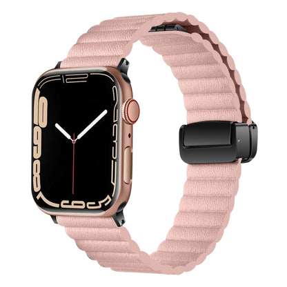 For Apple Watch Series 5 44mm Water Ripple Magnetic Folding Buckle Watch Band, Style: Bold Version(Pink) - Watch Bands by buy2fix | Online Shopping UK | buy2fix