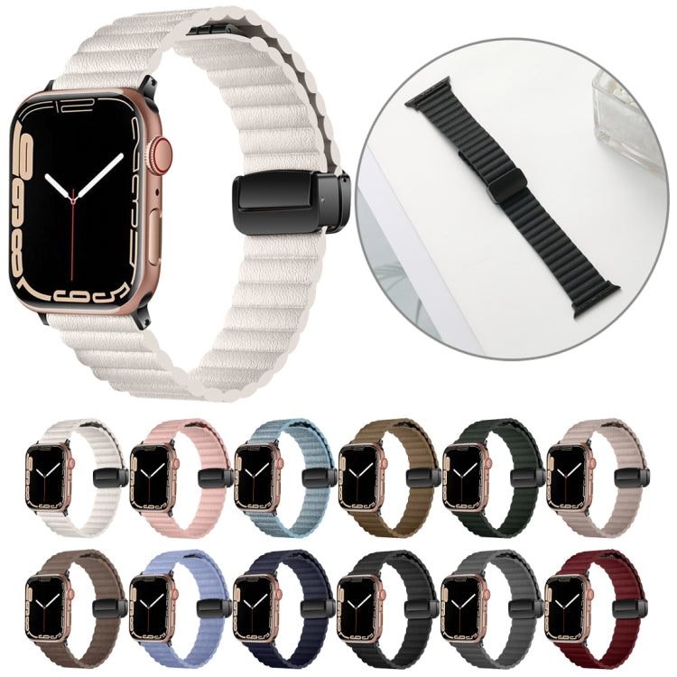 For Apple Watch Series 4 44mm Water Ripple Magnetic Folding Buckle Watch Band, Style: Bold Version(Wine Red) - Watch Bands by buy2fix | Online Shopping UK | buy2fix