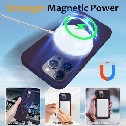 For iPhone 14 Pro MagSafe Magnetic Liquid Silicone Phone Case with Ring Holder(Purple) - iPhone 14 Pro Cases by buy2fix | Online Shopping UK | buy2fix
