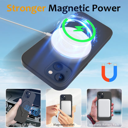 For iPhone 15 Plus Liquid Silicone MagSafe Magnetic Phone Case with Ring Holder(Carbon Black) - iPhone 15 Plus Cases by buy2fix | Online Shopping UK | buy2fix