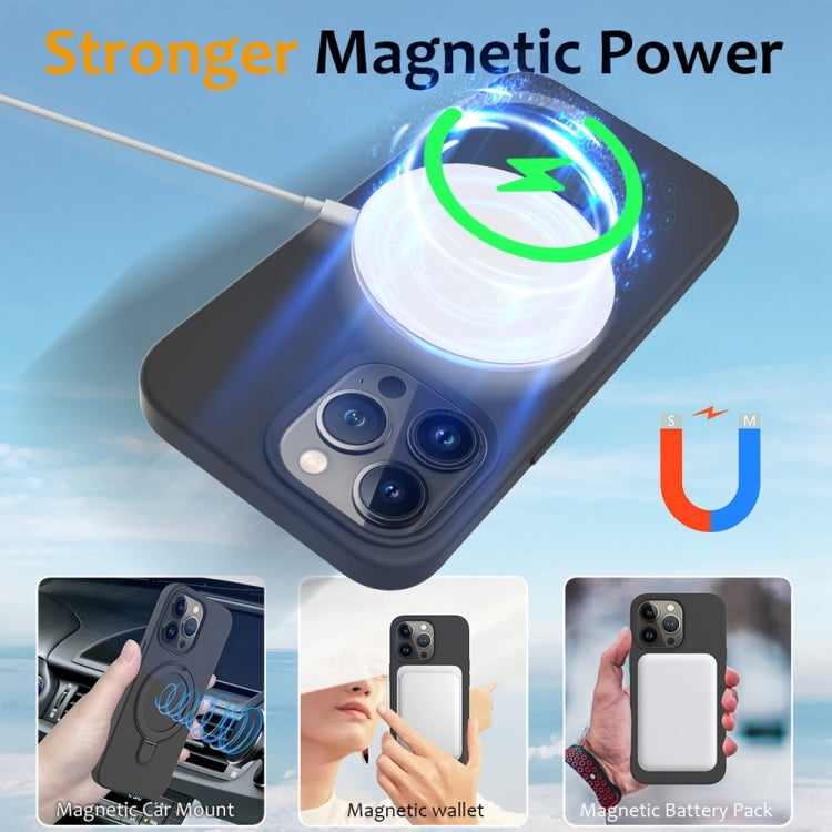 For iPhone 16 Pro Max Liquid Silicone MagSafe Magnetic Phone Case with Ring Holder(Carbon Black) - iPhone 16 Pro Max Cases by buy2fix | Online Shopping UK | buy2fix