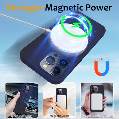 For iPhone 16 Pro Liquid Silicone MagSafe Magnetic Phone Case with Ring Holder(Midnight Blue) - iPhone 16 Pro Cases by buy2fix | Online Shopping UK | buy2fix