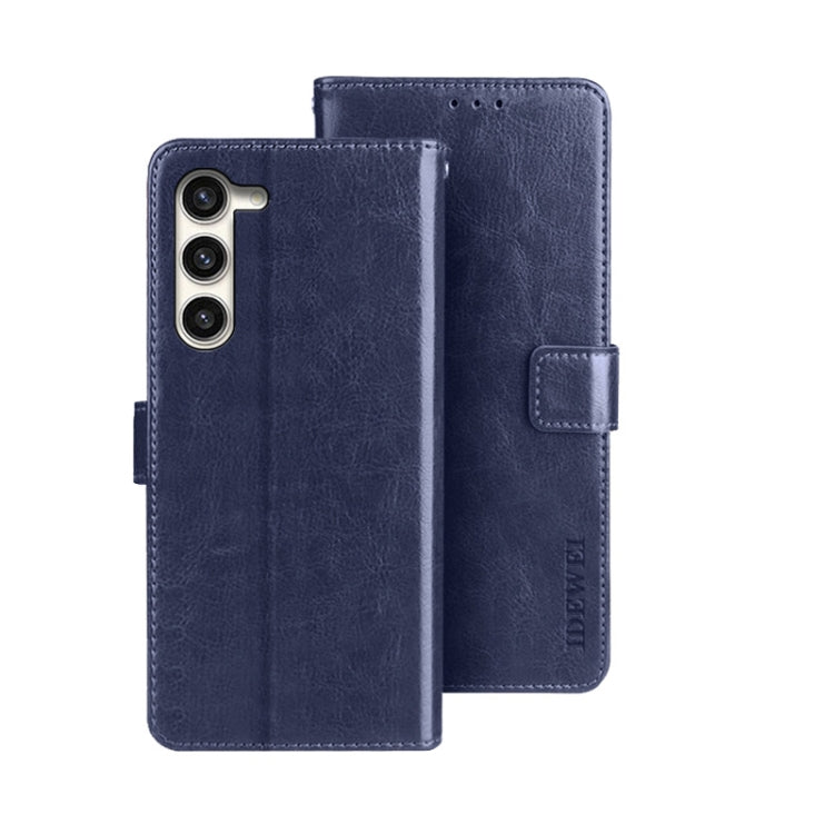 For Samsung Galaxy S24+ 5G idewei Crazy Horse Texture Leather Phone Case(Blue) - Galaxy S24+ 5G Cases by idewei | Online Shopping UK | buy2fix