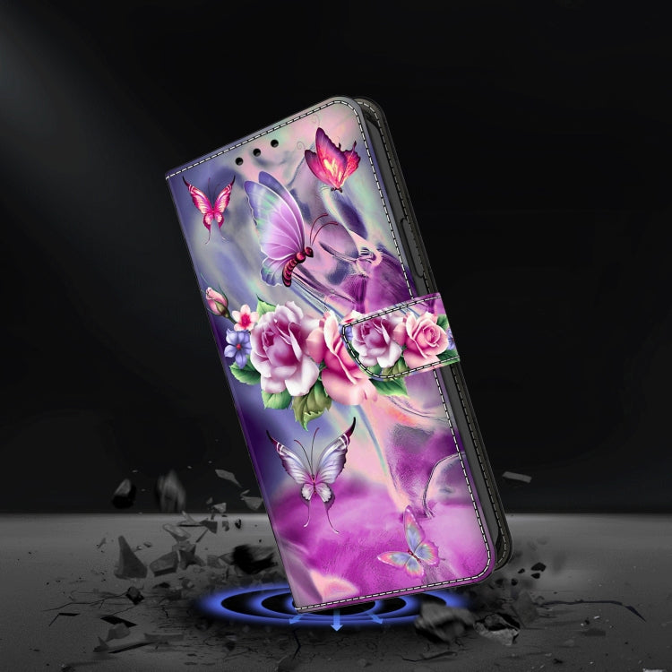 For Honor Magic6 Lite Crystal 3D Shockproof Protective Leather Phone Case(Butterfly) - Honor Cases by buy2fix | Online Shopping UK | buy2fix