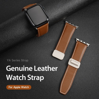 For Apple Watch Ultra 49mm DUX DUCIS YA Series Magnetic Buckle Genuine Leather Watch Band(Brown) - Watch Bands by DUX DUCIS | Online Shopping UK | buy2fix