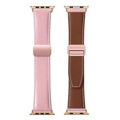 For Apple Watch Ultra 49mm DUX DUCIS YA Series Magnetic Buckle Genuine Leather Watch Band(Pink) - Watch Bands by DUX DUCIS | Online Shopping UK | buy2fix