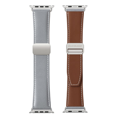 For Apple Watch Series 7 45mm DUX DUCIS YA Series Magnetic Buckle Genuine Leather Watch Band(Grey) - Watch Bands by DUX DUCIS | Online Shopping UK | buy2fix