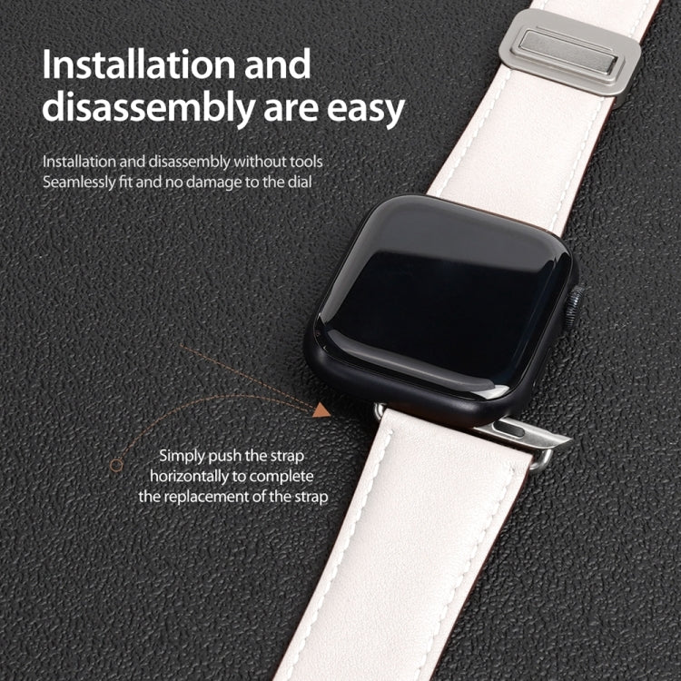 For Apple Watch SE 40mm DUX DUCIS YA Series Magnetic Buckle Genuine Leather Watch Band(White) - Watch Bands by DUX DUCIS | Online Shopping UK | buy2fix