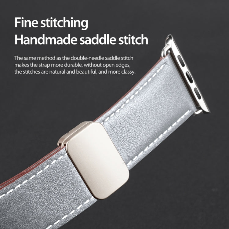 For Apple Watch Series 5 44mm DUX DUCIS YA Series Magnetic Buckle Genuine Leather Watch Band(Grey) - Watch Bands by DUX DUCIS | Online Shopping UK | buy2fix