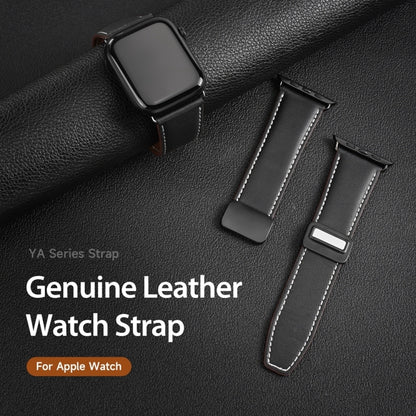 For Apple Watch Series 3 38mm DUX DUCIS YA Series Magnetic Buckle Genuine Leather Watch Band(Black) - Watch Bands by DUX DUCIS | Online Shopping UK | buy2fix