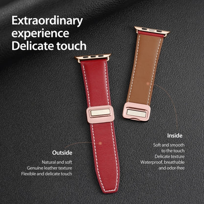 For Apple Watch 42mm DUX DUCIS YA Series Magnetic Buckle Genuine Leather Watch Band(Red) - Watch Bands by DUX DUCIS | Online Shopping UK | buy2fix