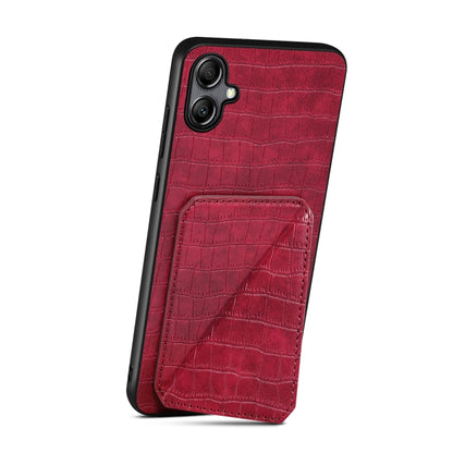 For Samsung Galaxy A22 5G Denior Imitation Crocodile Leather Back Phone Case with Holder(Rose Red) - Galaxy Phone Cases by Denior | Online Shopping UK | buy2fix