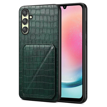 For Samsung Galaxy A24 4G Denior Imitation Crocodile Leather Back Phone Case with Holder(Green) - Galaxy Phone Cases by Denior | Online Shopping UK | buy2fix