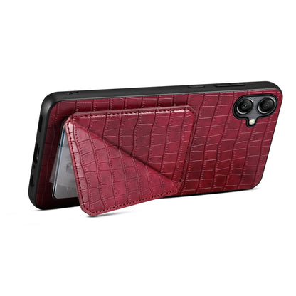 For Samsung Galaxy A24 4G Denior Imitation Crocodile Leather Back Phone Case with Holder(Rose Red) - Galaxy Phone Cases by Denior | Online Shopping UK | buy2fix