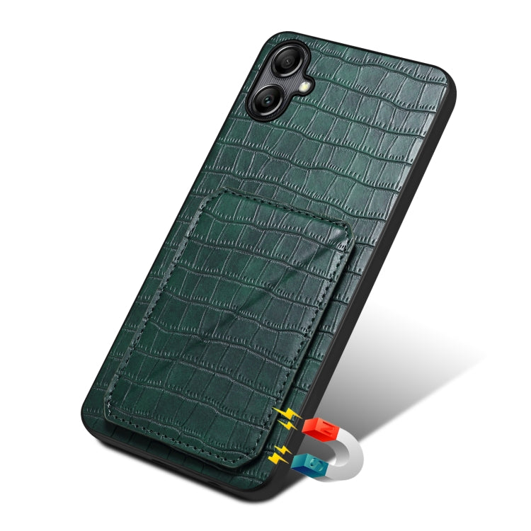 For Samsung Galaxy A31 Denior Imitation Crocodile Leather Back Phone Case with Holder(Green) - Galaxy Phone Cases by Denior | Online Shopping UK | buy2fix