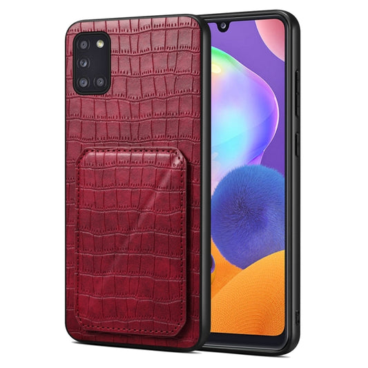 For Samsung Galaxy A31 Denior Imitation Crocodile Leather Back Phone Case with Holder(Rose Red) - Galaxy Phone Cases by Denior | Online Shopping UK | buy2fix