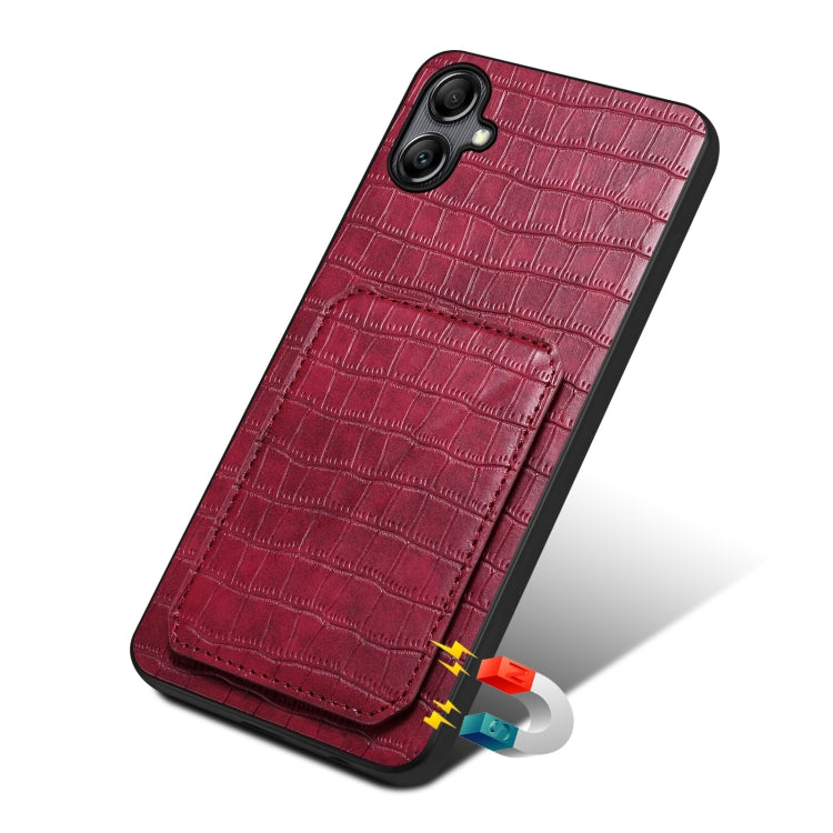 For Samsung Galaxy S24 Ultra 5G Denior Imitation Crocodile Leather Back Phone Case with Holder(Rose Red) - Galaxy S24 Ultra 5G Cases by Denior | Online Shopping UK | buy2fix