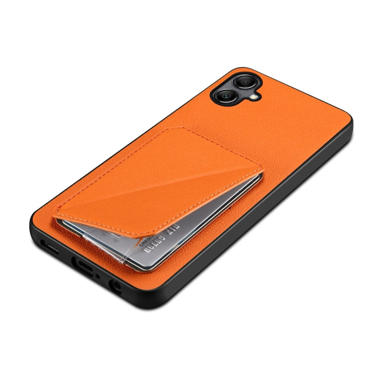 For Samsung Galaxy S23 5G Denior Imitation Calf Leather Back Phone Case with Holder(Orange) - Galaxy S23 5G Cases by Denior | Online Shopping UK | buy2fix