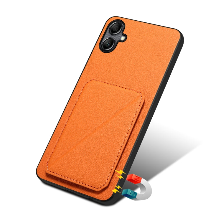 For Samsung Galaxy S23 5G Denior Imitation Calf Leather Back Phone Case with Holder(Orange) - Galaxy S23 5G Cases by Denior | Online Shopping UK | buy2fix