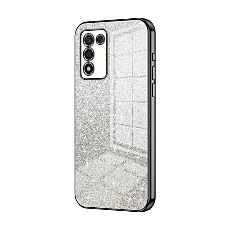 For OPPO K9s / K10 Energy Gradient Glitter Powder Electroplated Phone Case(Black) - OPPO Cases by buy2fix | Online Shopping UK | buy2fix