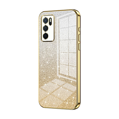 For OPPO A16 / A16s / A54s Gradient Glitter Powder Electroplated Phone Case(Gold) - OPPO Cases by buy2fix | Online Shopping UK | buy2fix