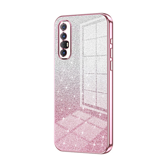 For OPPO Reno3 Pro Gradient Glitter Powder Electroplated Phone Case(Pink) - OPPO Cases by buy2fix | Online Shopping UK | buy2fix