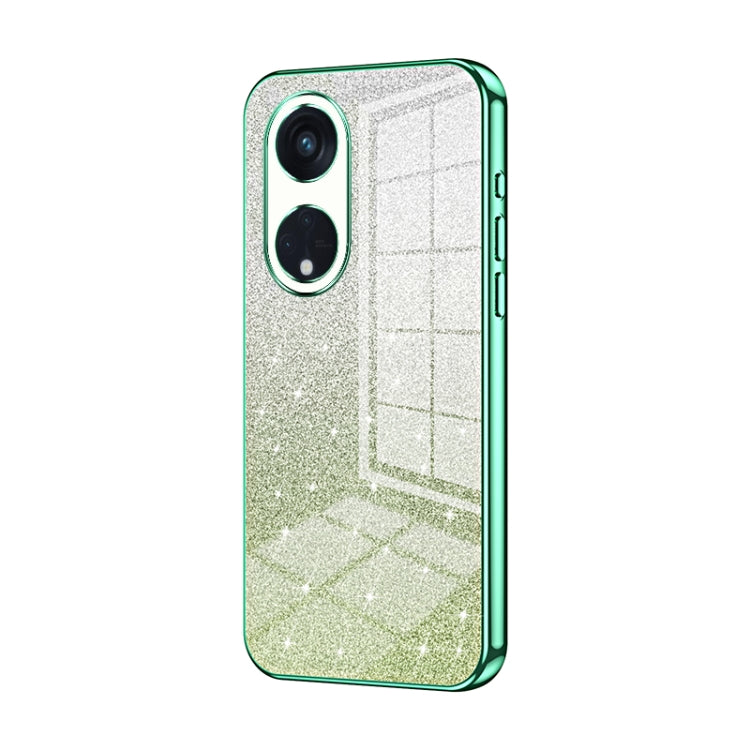 For OPPO Reno8 T 5G Gradient Glitter Powder Electroplated Phone Case(Green) - OPPO Cases by buy2fix | Online Shopping UK | buy2fix