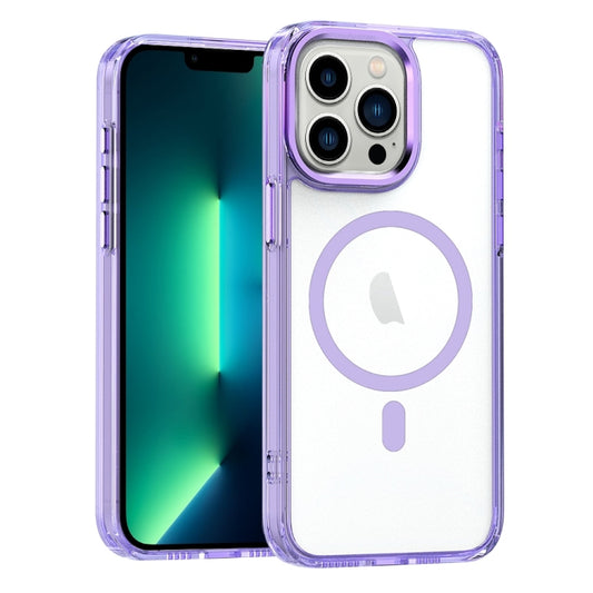 For iPhone 13 Pro Max MagSafe Magnetic Clear Phone Case(Purple) - iPhone 13 Pro Max Cases by buy2fix | Online Shopping UK | buy2fix