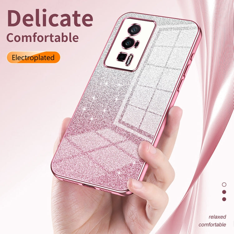 For Xiaomi Poco X4 Pro 5G Gradient Glitter Powder Electroplated Phone Case(Purple) - Xiaomi Cases by buy2fix | Online Shopping UK | buy2fix