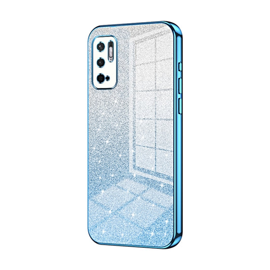 For Xiaomi Redmi Note 10 5G / Note 10T 5G Gradient Glitter Powder Electroplated Phone Case(Blue) - Xiaomi Cases by buy2fix | Online Shopping UK | buy2fix