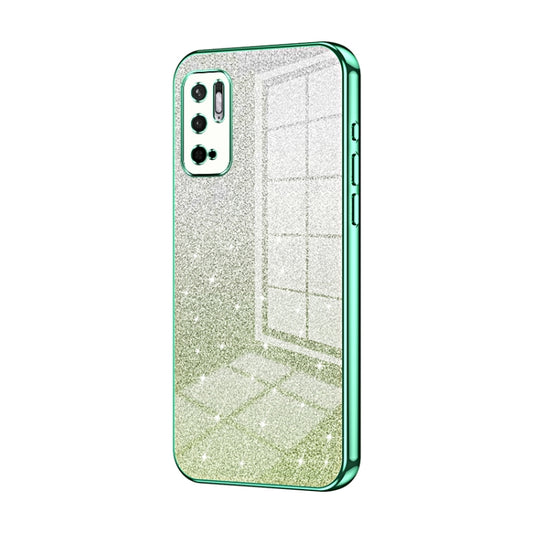 For Xiaomi Redmi Note 10 5G / Note 10T 5G Gradient Glitter Powder Electroplated Phone Case(Green) - Xiaomi Cases by buy2fix | Online Shopping UK | buy2fix