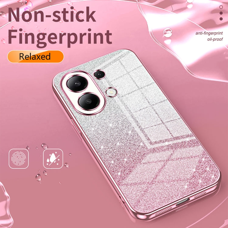 For Xiaomi Redmi Note 13 4G Gradient Glitter Powder Electroplated Phone Case(Black) - Note 13 Cases by buy2fix | Online Shopping UK | buy2fix