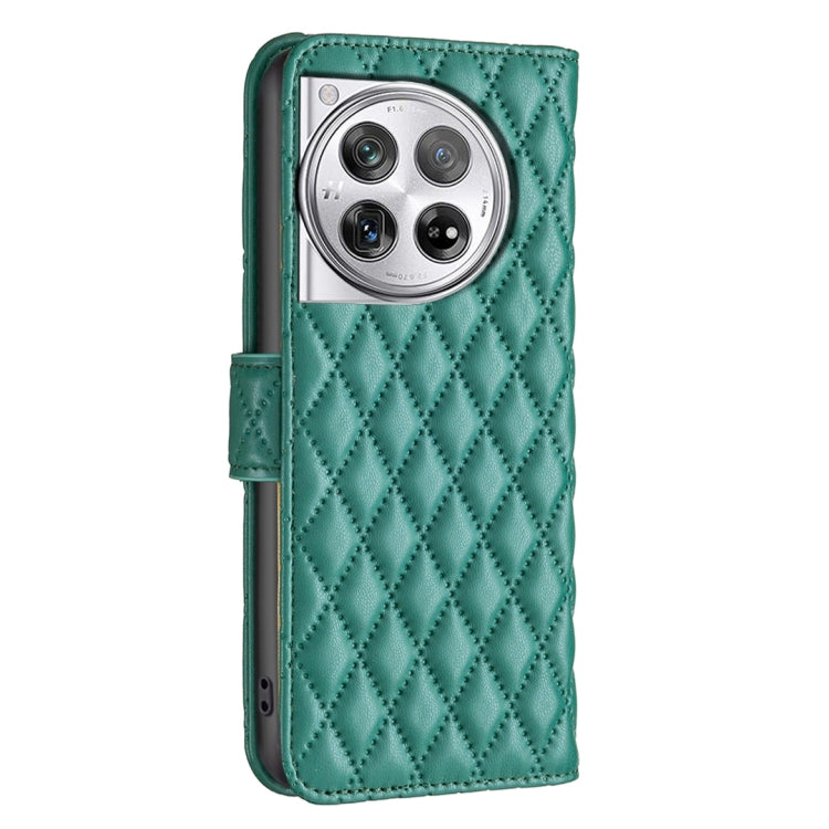 For OnePlus 12 5G Diamond Lattice Wallet Flip Leather Phone Case(Green) - OnePlus Cases by buy2fix | Online Shopping UK | buy2fix