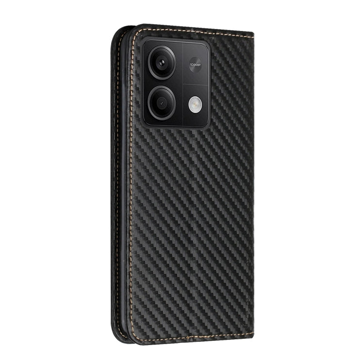 For Xiaomi Redmi Note 13 5G Carbon Fiber Texture Flip Holder Leather Phone Case(Black) - Note 13 Cases by buy2fix | Online Shopping UK | buy2fix