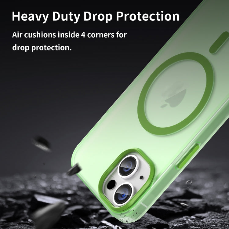 For iPhone 15 MagSafe Frosted Translucent TPU + PC Full Coverage Phone Case(Green) - iPhone 15 Cases by buy2fix | Online Shopping UK | buy2fix