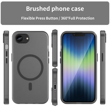 For iPhone 16e MagSafe Frosted Translucent TPU + PC Full Coverage Phone Case(Black) - iPhone 16e Cases by buy2fix | Online Shopping UK | buy2fix