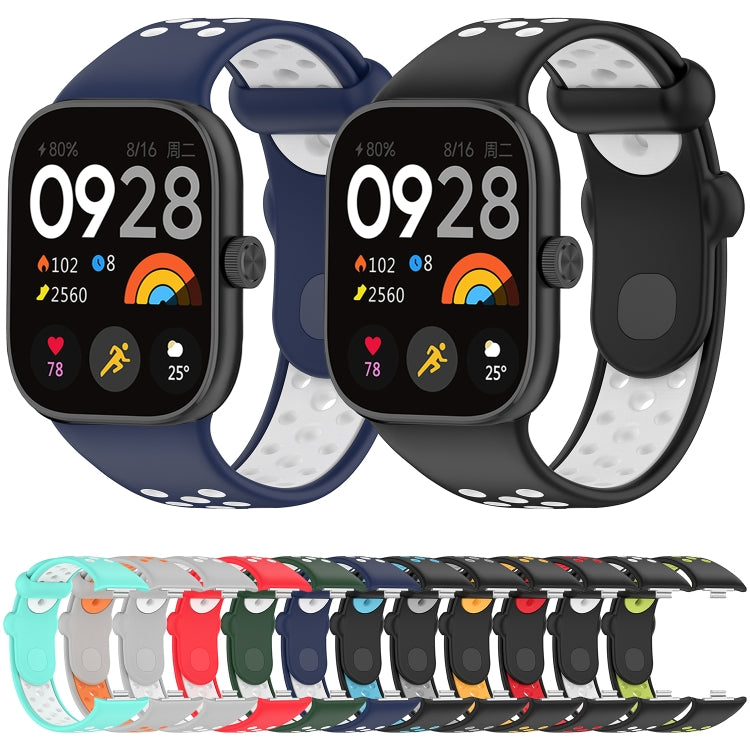 For Redmi Watch 4 Two Color Silicone Sports Watch Band(Black White) - Watch Bands by buy2fix | Online Shopping UK | buy2fix